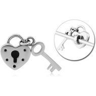SURGICAL STEEL ADJUSTABLE SLIDING CHARM FOR INDUSTRIAL BARBELL - LOCK AND KEY PIERCING