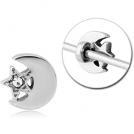 SURGICAL STEEL ADJUSTABLE SLIDING CHARM FOR INDUSTRIAL BARBELL - MOON AND STAR PIERCING