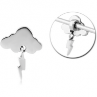 SURGICAL STEEL ADJUSTABLE SLIDING CHARM FOR INDUSTRIAL BARBELL - THUNDERCLOUD PIERCING