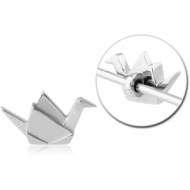 SURGICAL STEEL ADJUSTABLE SLIDING CHARM FOR INDUSTRIAL BARBELL - PAPER BIRD