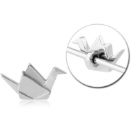SURGICAL STEEL ADJUSTABLE SLIDING CHARM FOR INDUSTRIAL BARBELL - PAPER BIRD PIERCING