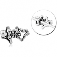 SURGICAL STEEL ADJUSTABLE SLIDING CHARM FOR INDUSTRIAL BARBELL - SKELETON PIERCING