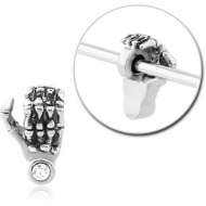 SURGICAL STEEL ADJUSTABLE SLIDING CHARM FOR INDUSTRIAL BARBELL - SKELETON HAND PIERCING