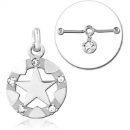 SURGICAL STEEL JEWELLED CHARM FOR INDUSTRIAL BARBELL PIERCING
