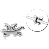 SURGICAL STEEL ADJUSTABLE SLIDING CHARM FOR INDUSTRIAL BARBELL - LIZARD