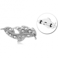 SURGICAL STEEL ADJUSTABLE SLIDING CHARM FOR INDUSTRIAL BARBELL - LEAVES PIERCING