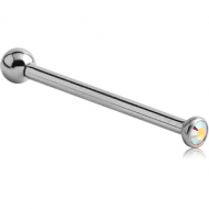 SURGICAL STEEL INTERNALLY THREADED JEWELLED BARBELL PIERCING