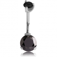 SURGICAL STEEL INTERNALLY THREADED ROUND PRONG SET DOUBLE JEWELLED NAVEL BANANA