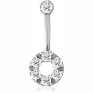 SURGICAL STEEL INTERNALLY THREADED DOUBLE JEWELLED NAVEL BANANA PIERCING