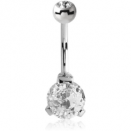 SURGICAL STEEL INTERNALLY THREADED DOUBLE JEWELLED ROUND 8 MM NAVEL BANANA PIERCING