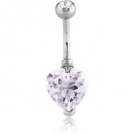 SURGICAL STEEL INTERNALLY THREADED DOUBLE JEWELLED HEART 10 MM NAVEL BANANA PIERCING