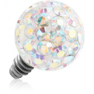 EPOXY COATED CRYSTALINE JEWELLED BALL FOR 1.6MM INTERNALLY THREADED PIN PIERCING