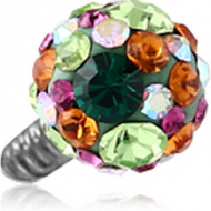 EPOXY COATED CRYSTALINE JEWELLED BALL FOR 1.6MM INTERNALLY THREADED PIN PIERCING