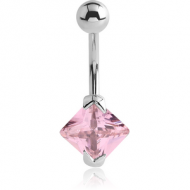 SURGICAL STEEL INTERNALLY THREADED JEWELLED NAVEL BANANA PIERCING