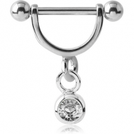 SURGICAL STEEL INTIMATE SHIELD WITH CHARM - JEWELLED BALL PIERCING