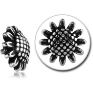 SURGICAL STEEL ATTACHMENT FOR 1.6MM INTERNALLY THREADED PINS - SUNFLOWER PIERCING