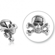 SURGICAL STEEL ATTACHMENT FOR 1.6MM INTERNALLY THREADED PINS - SKULL WITH BONES PIERCING