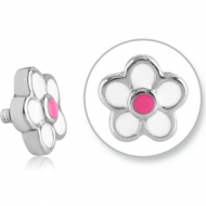 SURGICAL STEEL ATTACHMENT WITH ENAMEL FOR 1.6MM INTERNALLY THREADED PINS - FLOWER PIERCING