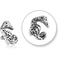 SURGICAL STEEL ATTACHMENT FOR 1.6MM INTERNALLY THREADED PINS - SEAHORSE PIERCING