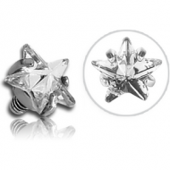 SURGICAL STEEL JEWELLED ATTACHMENT FOR 1.6MM INTERNALLY THREADED PINS - STAR PIERCING