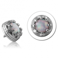 SURGICAL STEEL SYNTHETIC OPAL ATTACHMENT FOR 1.6MM INTERNALLY THREADED PINS PIERCING