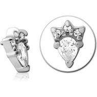 SURGICAL STEEL JEWELLED ATTACHMENT FOR 1.6MM INTERNALLY THREADED PINS PIERCING