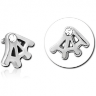 SURGICAL STEEL JEWELLED ATTACHMENT FOR 1.6MM INTERNALLY THREADED PINS PIERCING