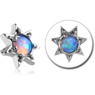 SURGICAL STEEL SYNTHETIC OPAL ATTACHMENT FOR 1.6MM INTERNALLY THREADED PINS - STAR PIERCING