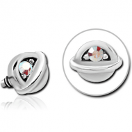 SURGICAL STEEL JEWELLED ATTACHMENT FOR 1.6MM INTERNALLY THREADED PINS - HALF OPEN EYE PIERCING