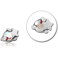 SURGICAL STEEL JEWELLED ATTACHMENT FOR 1.6MM INTERNALLY THREADED PINS - STAR AND GEM PIERCING