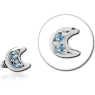 SURGICAL STEEL JEWELLED ATTACHMENT FOR 1.6MM INTERNALLY THREADED PINS - CRESCENT PRONGS PIERCING