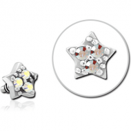 SURGICAL STEEL JEWELLED ATTACHMENT FOR 1.6MM INTERNALLY THREADED PINS - STAR PRONGS PIERCING