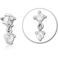 SURGICAL STEEL JEWELLED ATTACHMENT FOR 1.6MM INTERNALLY THREADED PINS PIERCING