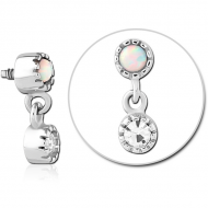 SURGICAL STEEL SYNTHETIC OPAL JEWELLED ATTACHMENT FOR 1.6MM INTERNALLY THREADED PINS PIERCING