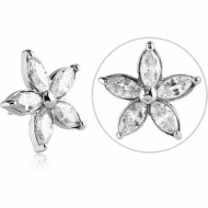 SURGICAL STEEL JEWELLED ATTACHMENT FOR 1.6MM INTERNALLY THREADED PINS - FLOWER PIERCING