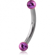 SURGICAL STEEL INTERNALLY THREADED CURVED MICRO BARBELL WITH ANODISED BALLS