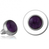 SURGICAL STEEL SEMI PRECIOUS CABOCHON DISC FOR 1.2MM INTERNALLY THREADED PINS PIERCING