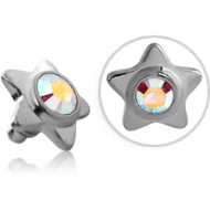 SURGICAL STEEL SWAROVSKI CRYSTAL JEWELLED STAR FOR 1.2MM INTERNALLY THREADED PINS PIERCING