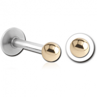14K GOLD BALL WITH SURGICAL STEEL INTERNALLY THREADED MICRO LABRET PIN