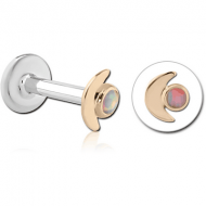 14K GOLD JEWELLED ATTACHMENT WITH SURGICAL STEEL INTERNALLY THREADED MICRO LABRET PIN -FLOWER PIERCING