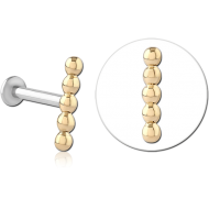 14K GOLD ATTACHMENT WITH SURGICAL STEEL INTERNALLY THREADED MICRO LABRET PIN PIERCING