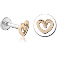 14K ROSE GOLD ATTACHMENT WITH SURGICAL STEEL INTERNALLY THREADED MICRO LABRET PIN PIERCING