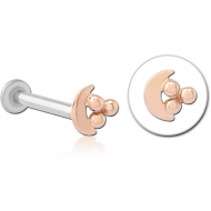 14K ROSE GOLD ATTACHMENT WITH SURGICAL STEEL INTERNALLY THREADED MICRO LABRET PIN PIERCING