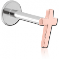 14K ROSE GOLD ATTACHMENT WITH SURGICAL STEEL INTERNALLY THREADED MICRO LABRET PIN PIERCING