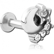 SURGICAL STEEL INTERNALLY THREADED JEWELLED MICRO LABRET PIERCING