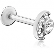 SURGICAL STEEL INTERNALLY THREADED JEWELLED MICRO LABRET PIERCING