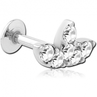 SURGICAL STEEL INTERNALLY THREADED JEWELLED MICRO LABRET PIERCING