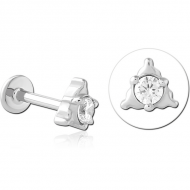 SURGICAL STEEL INTERNALLY THREADED JEWELLED MICRO LABRET PIERCING