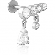 SURGICAL STEEL INTERNALLY THREADED JEWELLED MICRO LABRET PIERCING