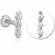 SURGICAL STEEL INTERNALLY THREADED JEWELLED MICRO LABRET PIERCING